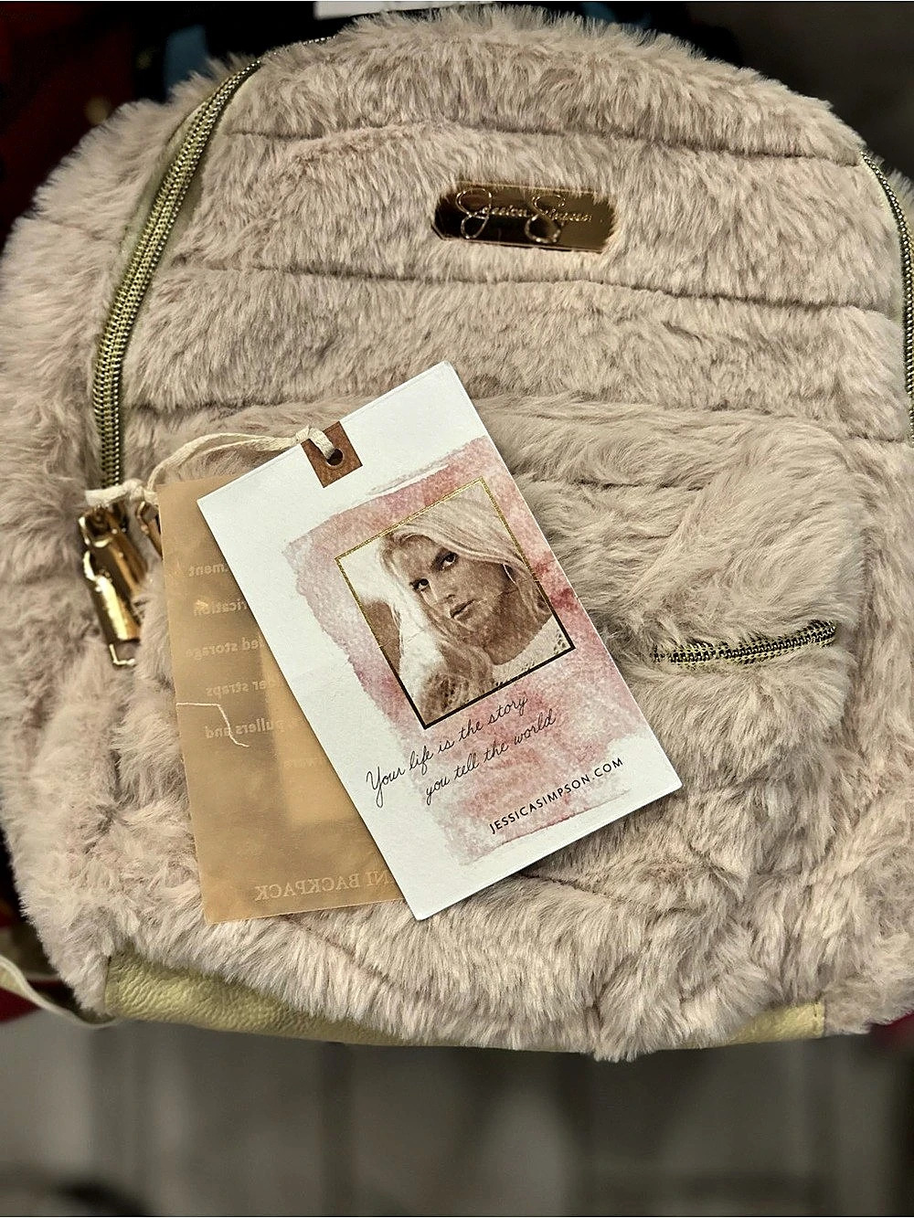 Jessica Simpson Mini Backpack Faux Fur Pink NWT